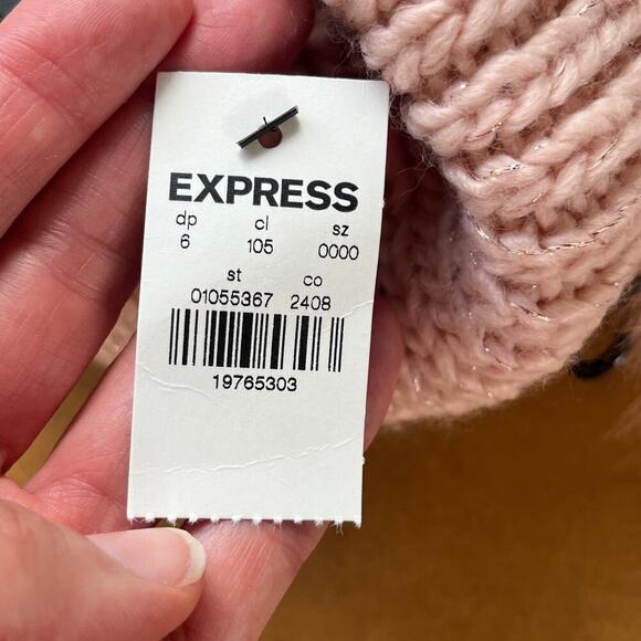 Express Women's Pink Knit Pom Tip Beanie One Size. NEW - Picture 5 of 7